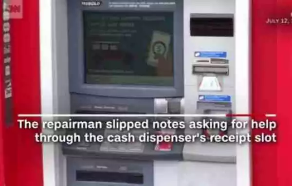 Lol! ATM Repairman Gets Stuck Inside The ATM Machine Room And He Did This Afterwards (Pics)